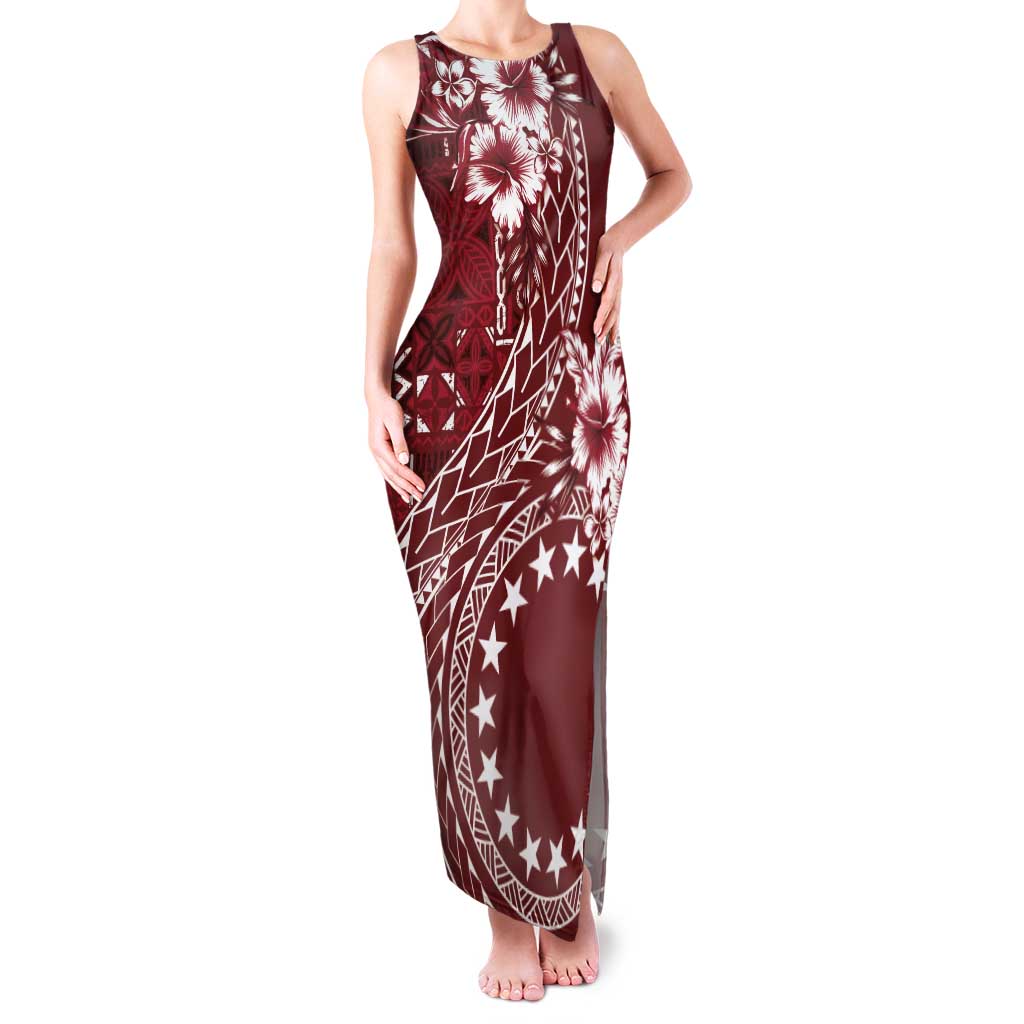 Kia Orana Cook Islands Tank Maxi Dress Tiare and Stars - Scarlet