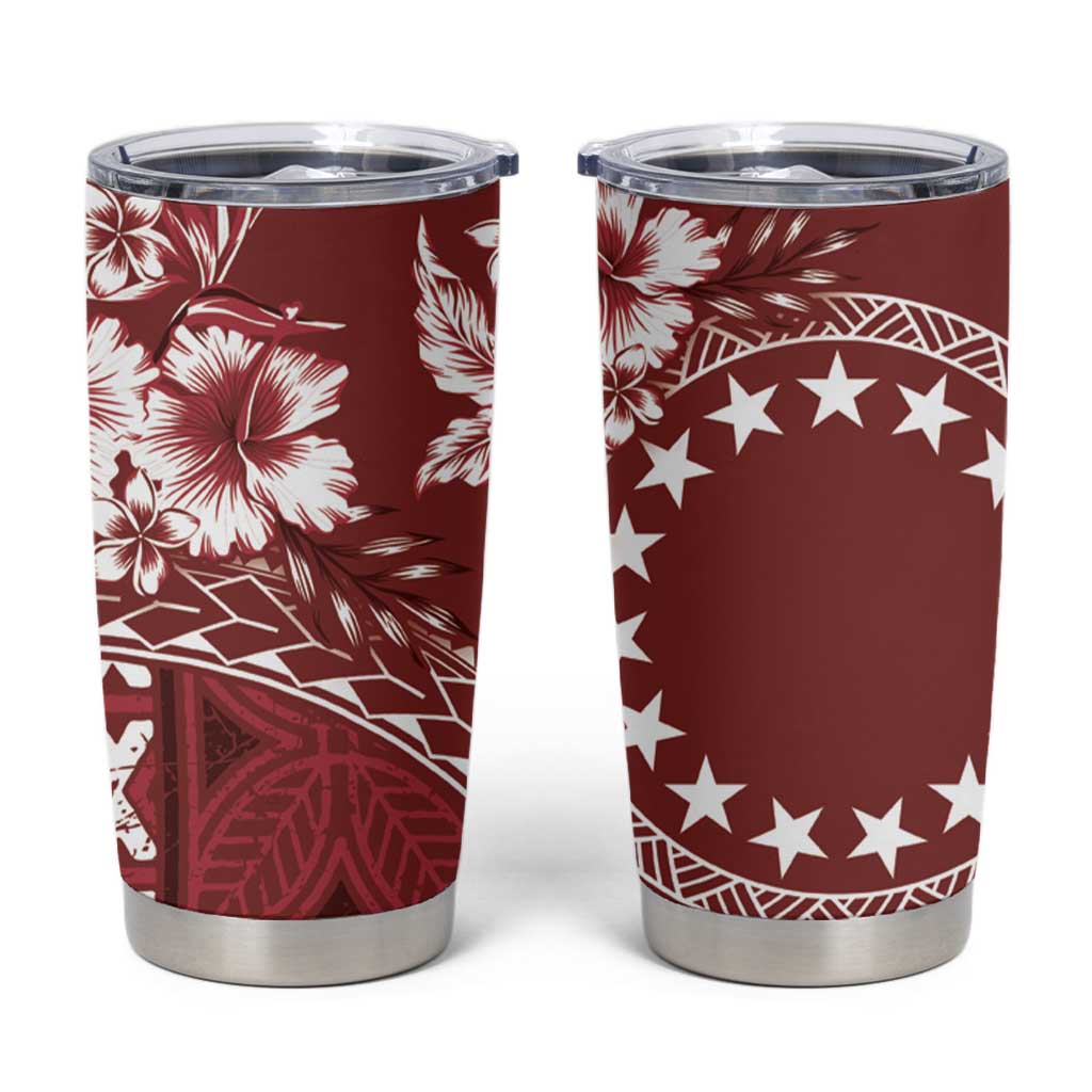 Kia Orana Cook Islands Tumbler Cup Tiare & Stars - Scarlet