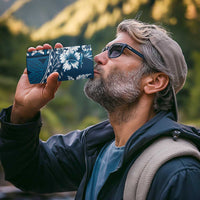 Kia Orana Cook Islands 4 in 1 Can Cooler Tumbler Tiare & Stars - Navy Blue