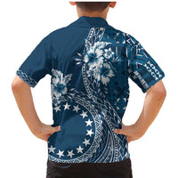 Kia Orana Cook Islands Family Matching Mermaid Dress and Hawaiian Shirt Tiare and Stars - Navy Blue