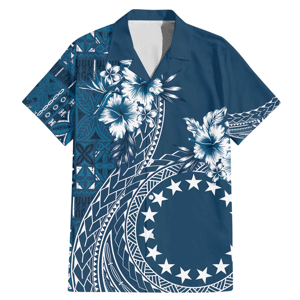 Kia Orana Cook Islands Family Matching Mermaid Dress and Hawaiian Shirt Tiare and Stars - Navy Blue
