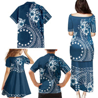 Kia Orana Cook Islands Family Matching Puletasi and Hawaiian Shirt Tiare and Stars - Navy Blue LT7 - Polynesian Pride