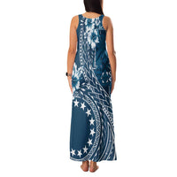 Kia Orana Cook Islands Family Matching Tank Maxi Dress and Hawaiian Shirt Tiare and Stars - Navy Blue