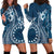 Kia Orana Cook Islands Hoodie Dress Tiare and Stars - Navy Blue