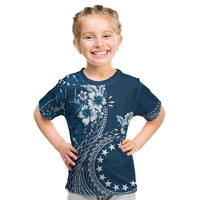 Kia Orana Cook Islands Kid T Shirt Tiare and Stars - Navy Blue