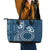 Kia Orana Cook Islands Leather Tote Bag Tiare and Stars - Navy Blue