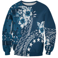 Kia Orana Cook Islands Sweatshirt Tiare and Stars - Navy Blue