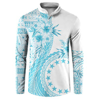 Kia Orana Cook Islands Button Sweatshirt Tiare and Stars - Turquoise
