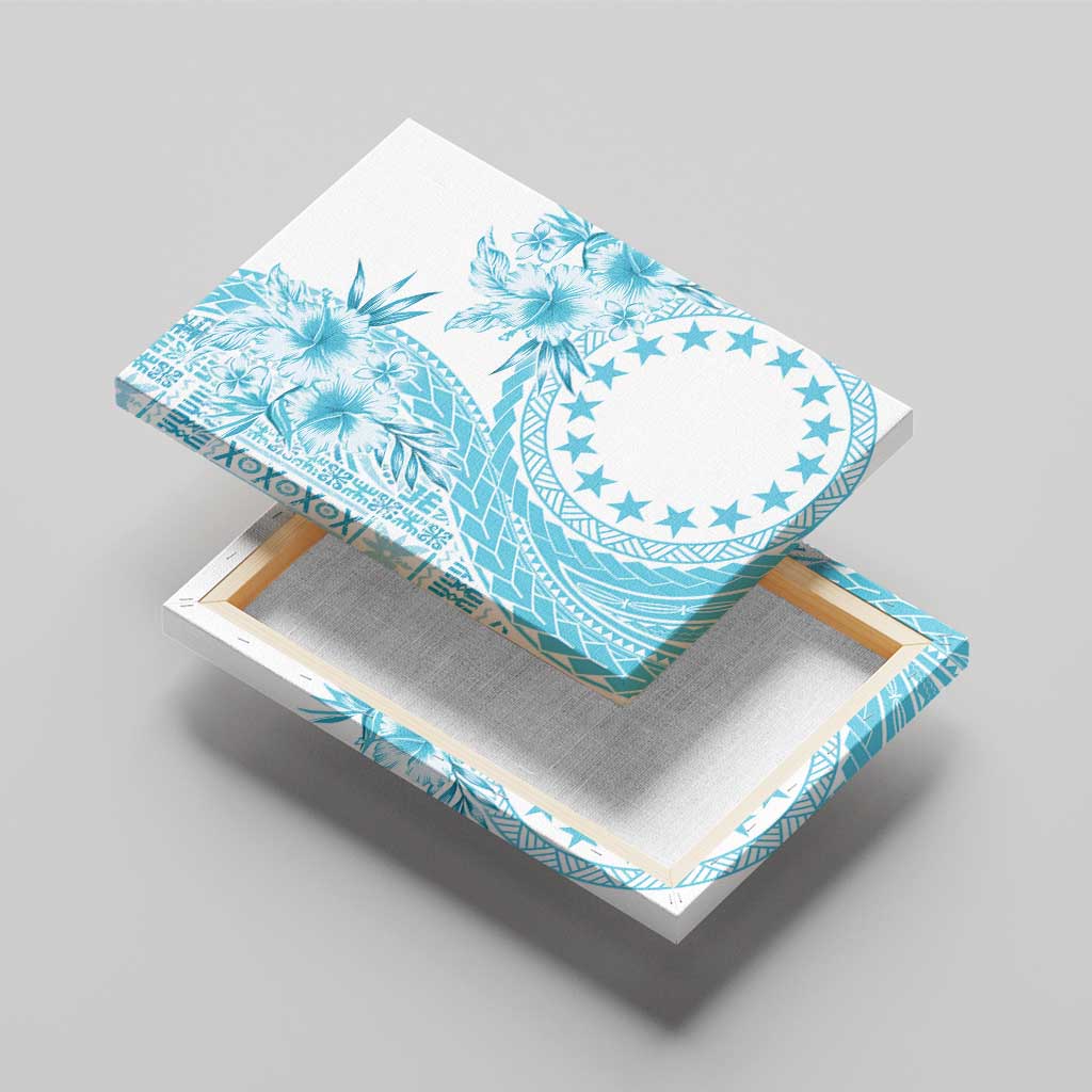 Kia Orana Cook Islands Canvas Wall Art Tiare and Stars - Turquoise