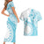 Kia Orana Cook Islands Couples Matching Short Sleeve Bodycon Dress and Hawaiian Shirt Tiare and Stars - Turquoise