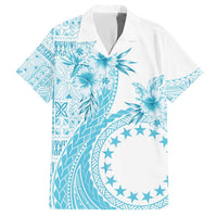 Kia Orana Cook Islands Family Matching Puletasi and Hawaiian Shirt Tiare and Stars - Turquoise LT7 Dad's Shirt - Short Sleeve Turquoise - Polynesian Pride