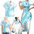 Kia Orana Cook Islands Family Matching Short Sleeve Bodycon Dress and Hawaiian Shirt Tiare and Stars - Turquoise
