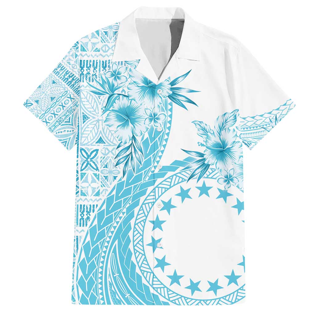 Kia Orana Cook Islands Hawaiian Shirt Tiare and Stars - Turquoise