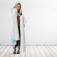 Kia Orana Cook Islands Hooded Blanket Tiare and Stars - Turquoise