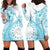 Kia Orana Cook Islands Hoodie Dress Tiare and Stars - Turquoise