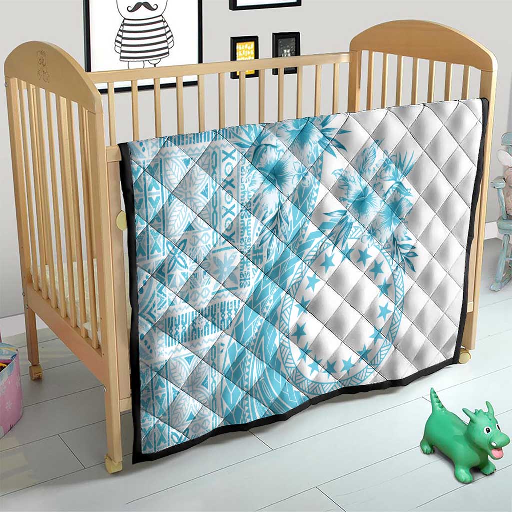 Kia Orana Cook Islands Quilt Tiare and Stars - Turquoise