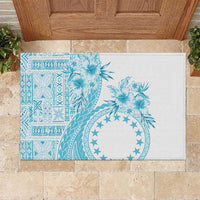 Kia Orana Cook Islands Rubber Doormat Tiare and Stars - Turquoise