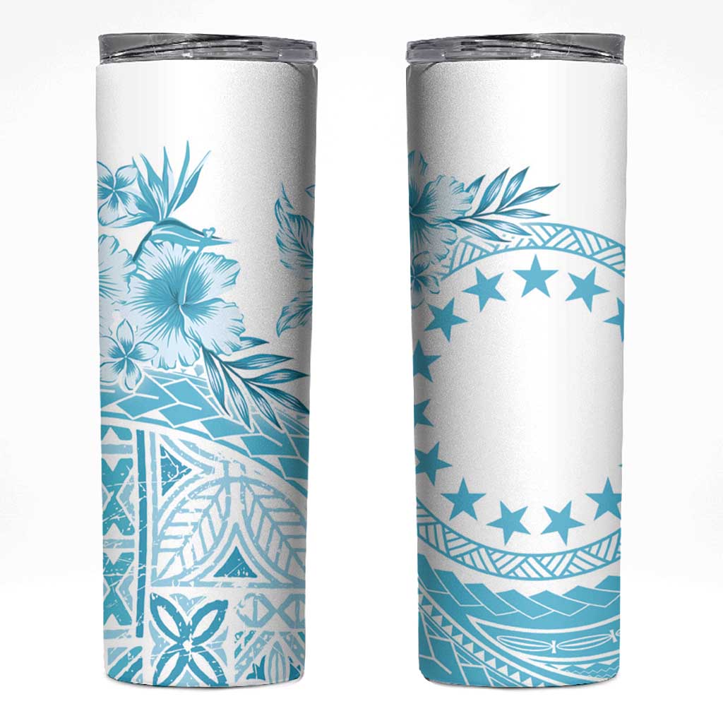 Kia Orana Cook Islands Skinny Tumbler Tiare & Stars - Turquoise