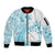 Kia Orana Cook Islands Sleeve Zip Bomber Jacket Tiare and Stars - Turquoise