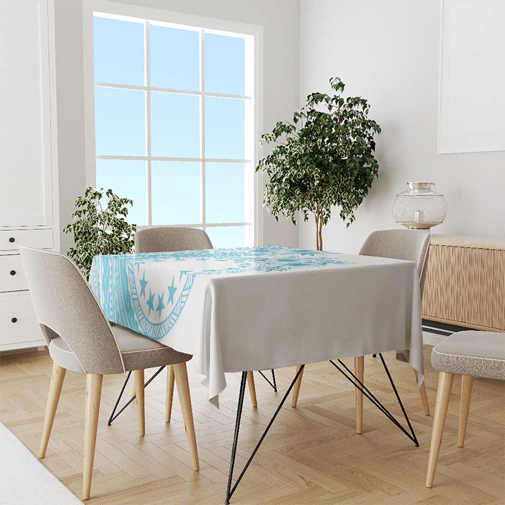 Kia Orana Cook Islands Tablecloth Tiare and Stars - Turquoise