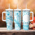 Kia Orana Cook Islands Tumbler With Handle Tiare & Stars - Turquoise