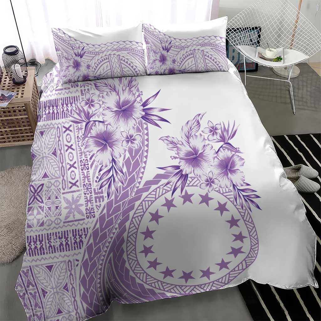 Kia Orana Cook Islands Bedding Set Tiare and Stars - Lavender