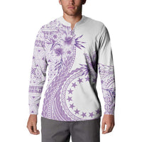 Kia Orana Cook Islands Button Sweatshirt Tiare and Stars - Lavender