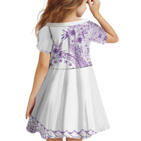 Kia Orana Cook Islands Family Matching Long Sleeve Bodycon Dress and Hawaiian Shirt Tiare and Stars - Lavender