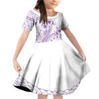 Kia Orana Cook Islands Family Matching Off Shoulder Short Dress and Hawaiian Shirt Tiare and Stars - Lavender