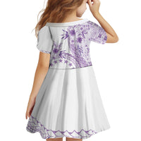 Kia Orana Cook Islands Family Matching Off Shoulder Short Dress and Hawaiian Shirt Tiare and Stars - Lavender