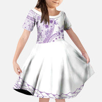 Kia Orana Cook Islands Family Matching Puletasi and Hawaiian Shirt Tiare and Stars - Lavender LT7 Daughter's Dress Lavender - Polynesian Pride