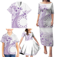 Kia Orana Cook Islands Family Matching Puletasi and Hawaiian Shirt Tiare and Stars - Lavender LT7 - Polynesian Pride
