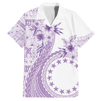 Kia Orana Cook Islands Family Matching Puletasi and Hawaiian Shirt Tiare and Stars - Lavender LT7 Dad's Shirt - Short Sleeve Lavender - Polynesian Pride