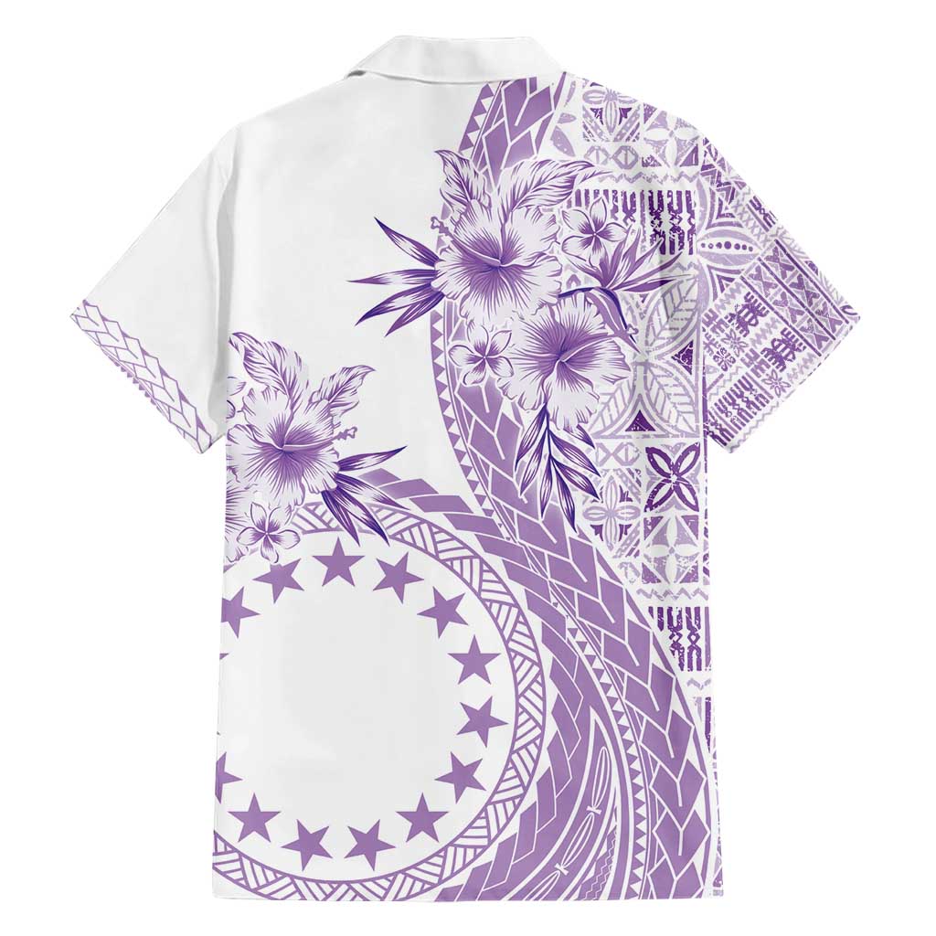 Kia Orana Cook Islands Family Matching Short Sleeve Bodycon Dress and Hawaiian Shirt Tiare and Stars - Lavender