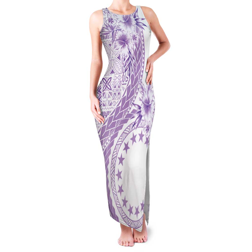 Kia Orana Cook Islands Family Matching Tank Maxi Dress and Hawaiian Shirt Tiare and Stars - Lavender