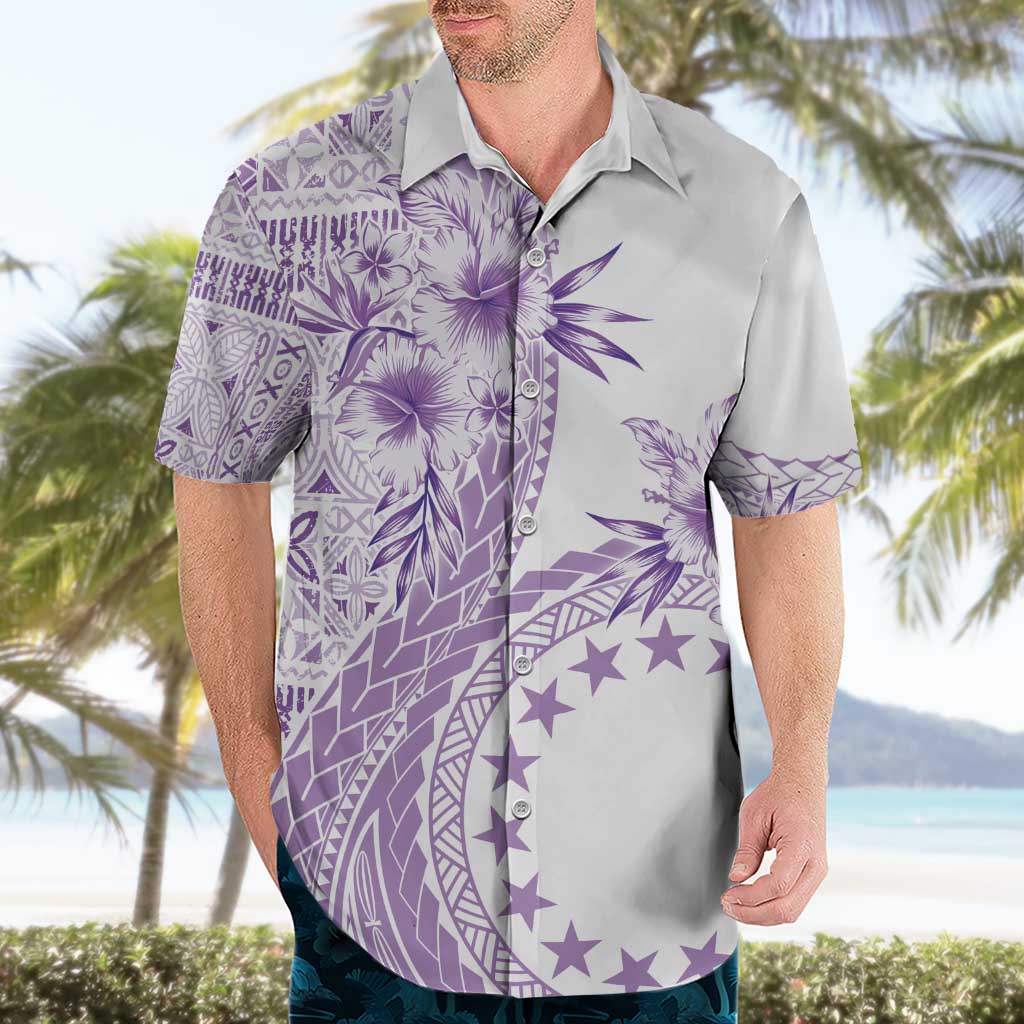 Kia Orana Cook Islands Hawaiian Shirt Tiare and Stars - Lavender