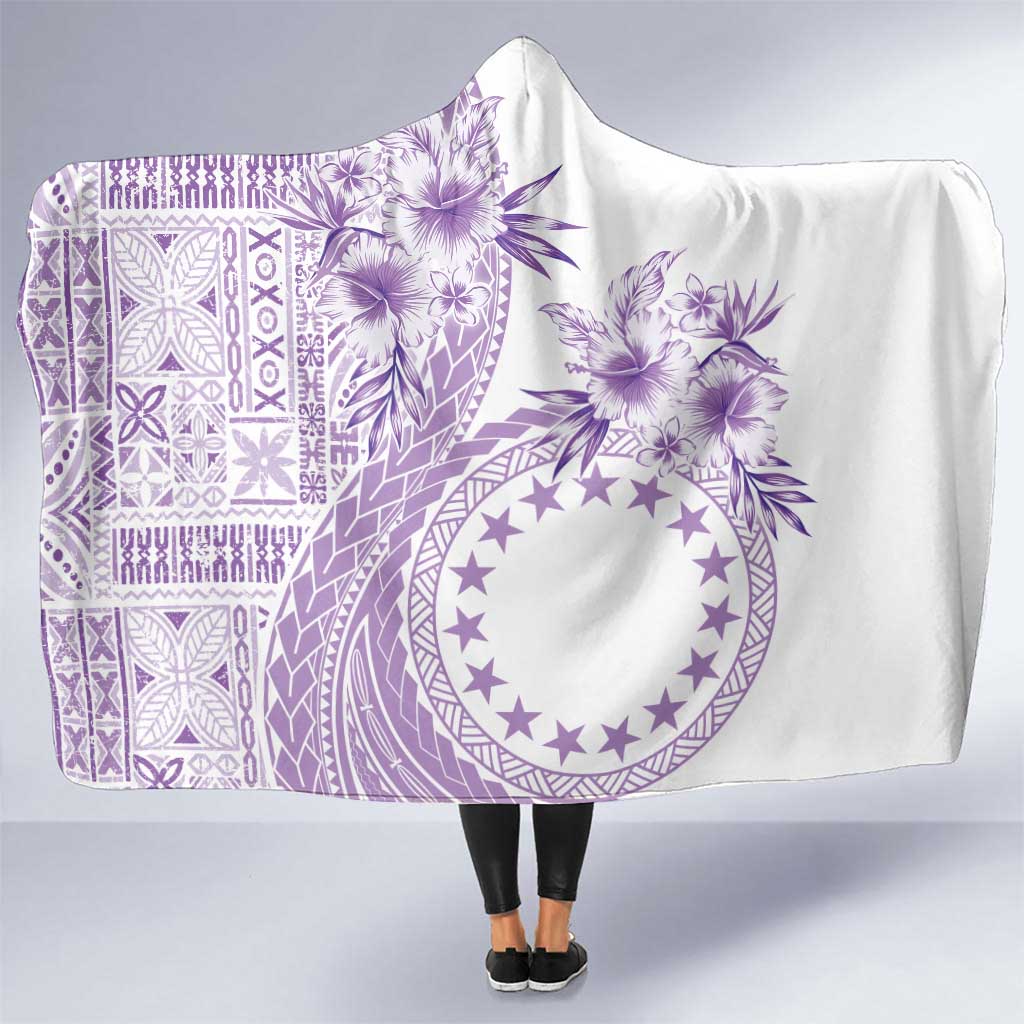 Kia Orana Cook Islands Hooded Blanket Tiare and Stars - Lavender