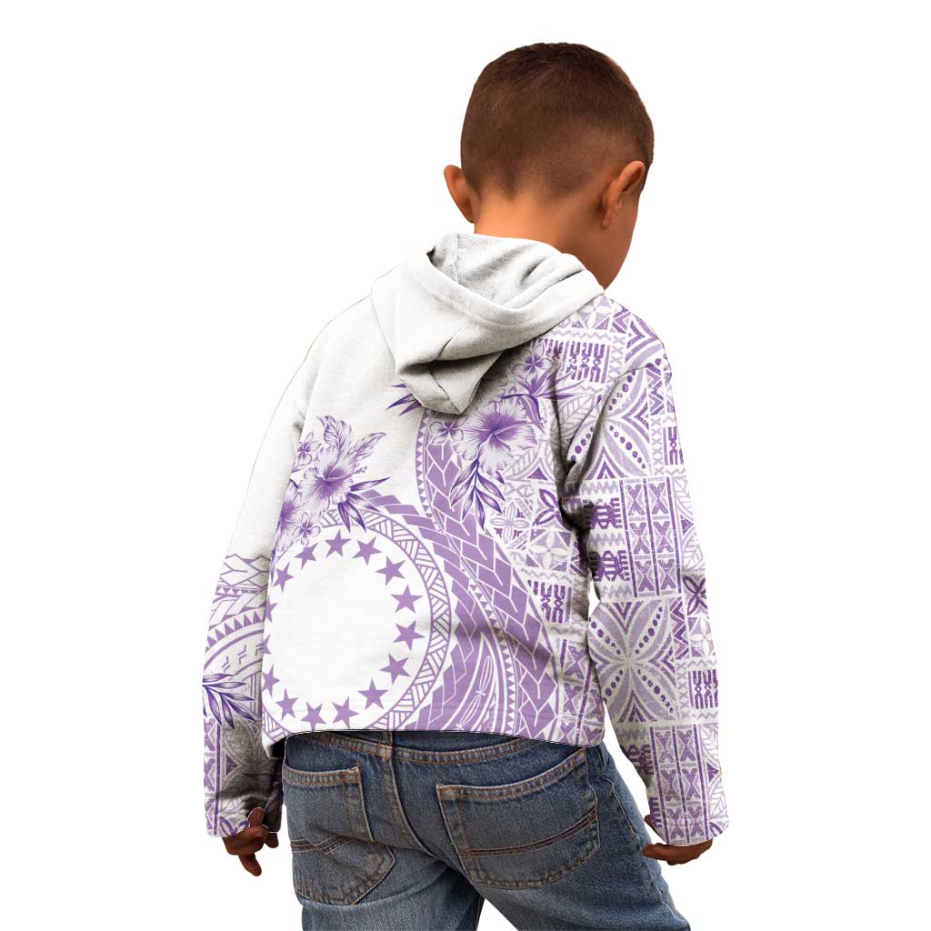 Kia Orana Cook Islands Kid Hoodie Tiare and Stars - Lavender