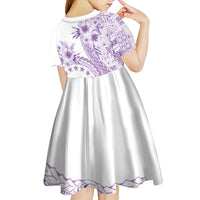 Kia Orana Cook Islands Kid Short Sleeve Dress Tiare and Stars - Lavender