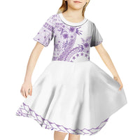 Kia Orana Cook Islands Kid Short Sleeve Dress Tiare and Stars - Lavender