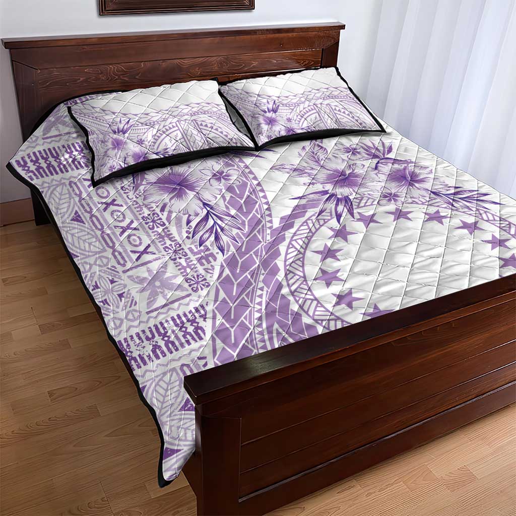 Kia Orana Cook Islands Quilt Bed Set Tiare and Stars - Lavender