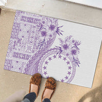 Kia Orana Cook Islands Rubber Doormat Tiare and Stars - Lavender