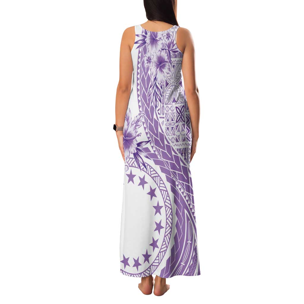 Kia Orana Cook Islands Tank Maxi Dress Tiare and Stars - Lavender