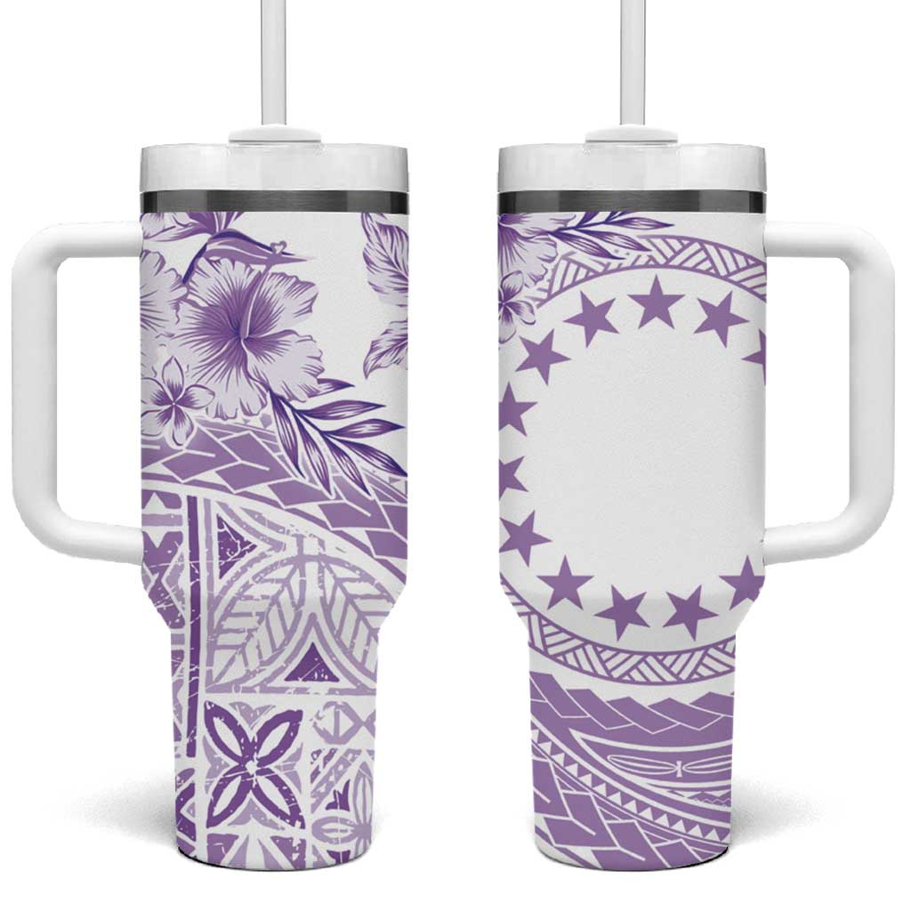 Kia Orana Cook Islands Tumbler With Handle Tiare & Stars - Lavender