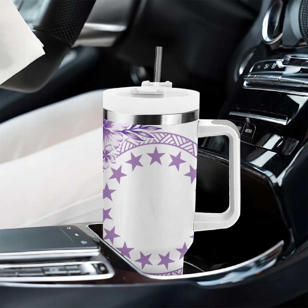 Kia Orana Cook Islands Tumbler With Handle Tiare & Stars - Lavender