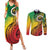 Vanuatu 45th Independence Anniversary Couples Matching Summer Maxi Dress and Long Sleeve Button Shirt Ni-Van Sandroing - Polynesian Pride