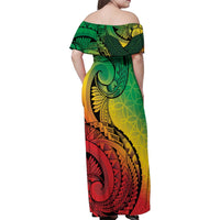 Vanuatu 45th Independence Anniversary Family Matching Off Shoulder Maxi Dress and Hawaiian Shirt Ni-Van Sandroing - Polynesian Pride
