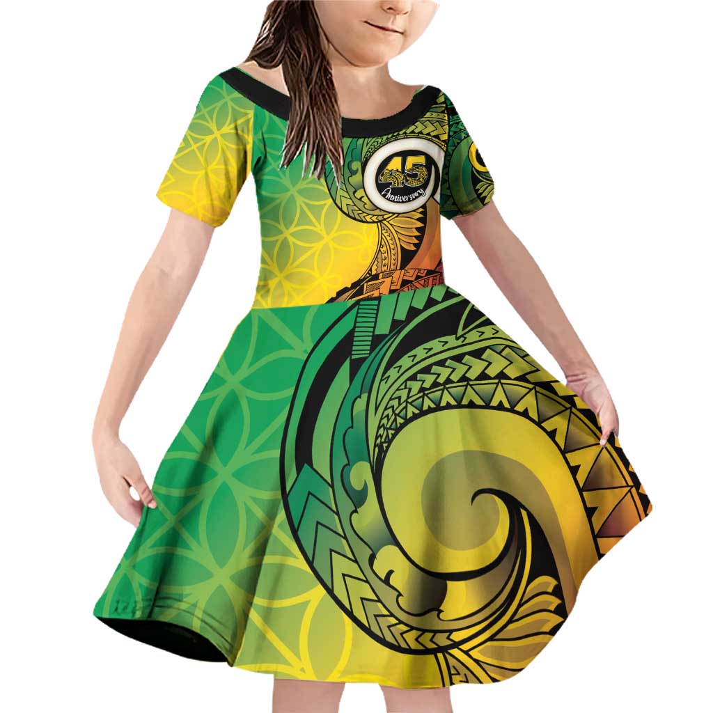Vanuatu 45th Independence Anniversary Family Matching Off Shoulder Short Dress and Hawaiian Shirt Ni-Van Sandroing - Polynesian Pride