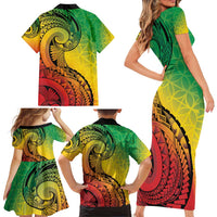 Vanuatu 45th Independence Anniversary Family Matching Short Sleeve Bodycon Dress and Hawaiian Shirt Ni-Van Sandroing LT7 - Polynesian Pride