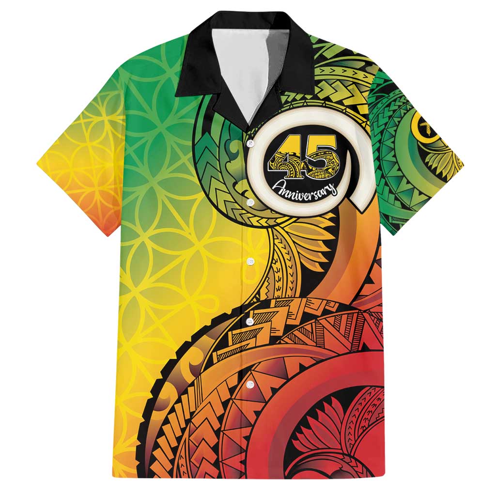 Vanuatu 45th Independence Anniversary Family Matching Short Sleeve Bodycon Dress and Hawaiian Shirt Ni-Van Sandroing LT7 Dad's Shirt - Short Sleeve Colorful - Polynesian Pride
